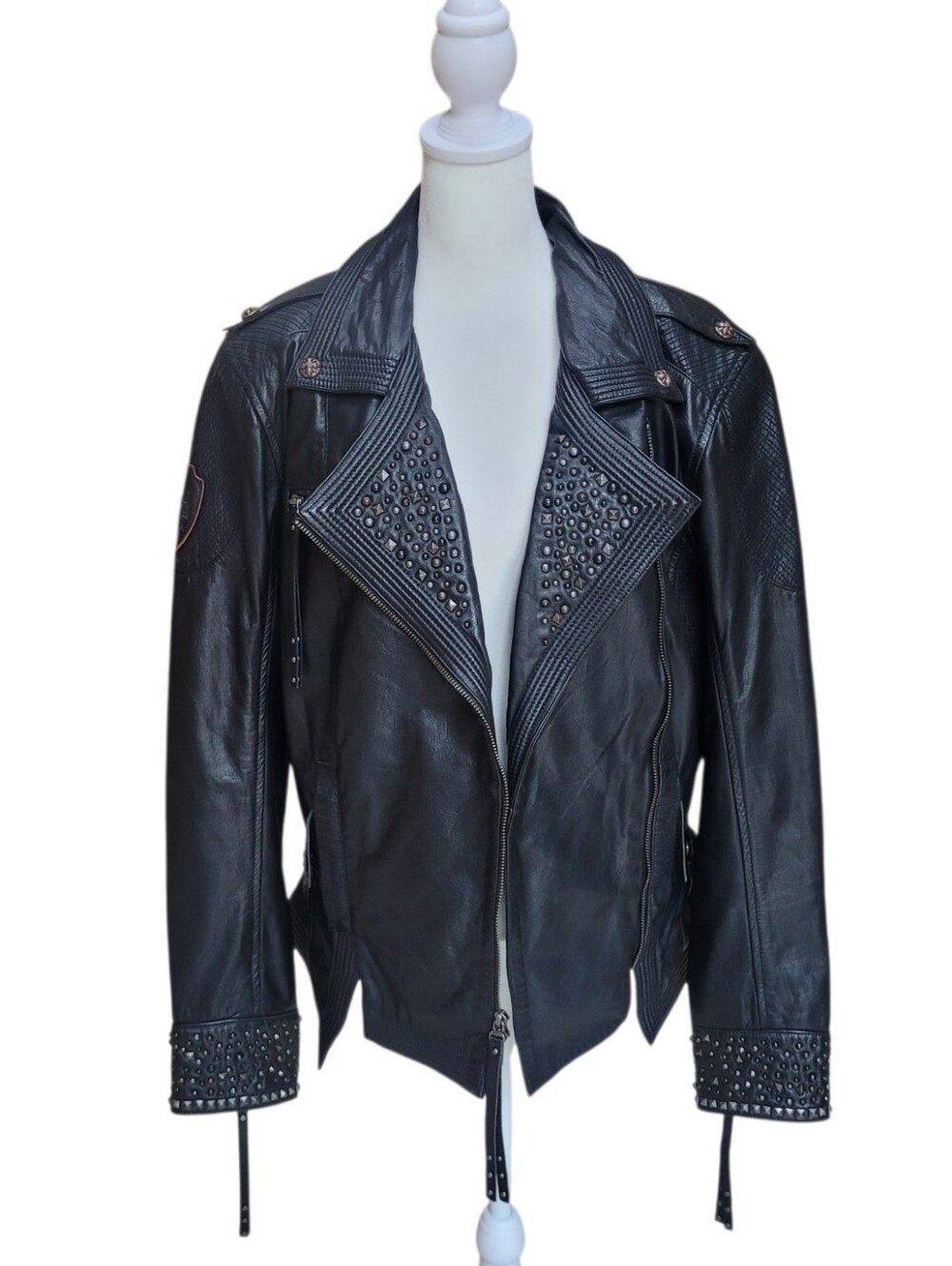 Harley-Davidson Women's Black Studded Leather Moto Jacket Like New XL